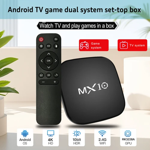 Imagen 1 del producto Dispositivo de Streaming 4K MX10, WiFi 2.4G, Android TV Box 1GB 8GB BT5.0, Google TV 2025, TV Box Más Popular, Compatible con 24 Idiomas