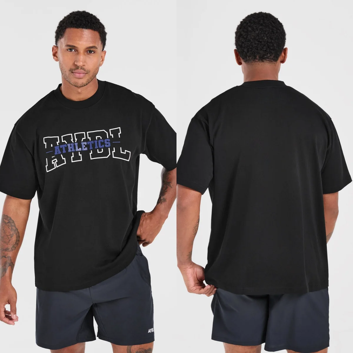 New AY GYM BL Men's Daily Fitness Can Wear Sports T-shirt Exhaust Sweat-absorbing T-shirt Cotton T-shirt