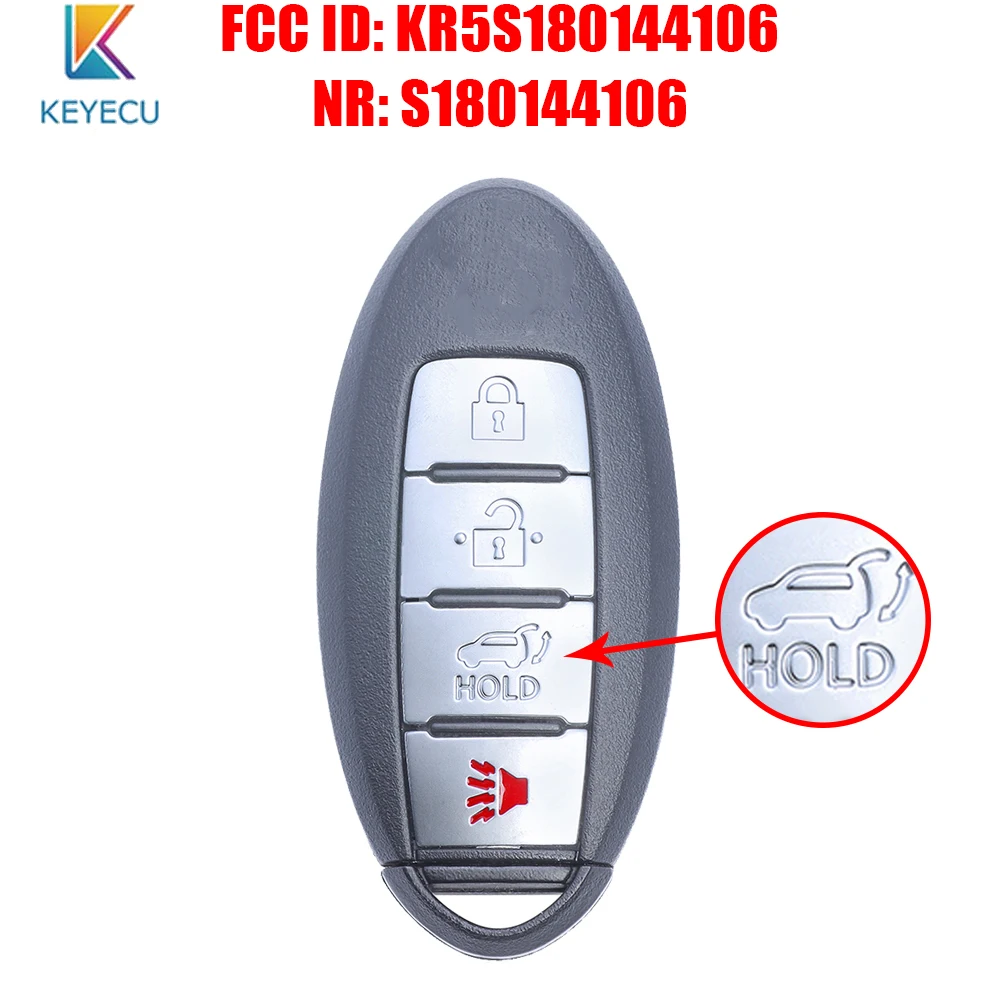 KEYECU for Nissan Rogue 2014 2015 2016 2017 2018 Smart Remote Control Car Key 433.92MHz 4A Chip P/N: S180144106 KR5S180144106