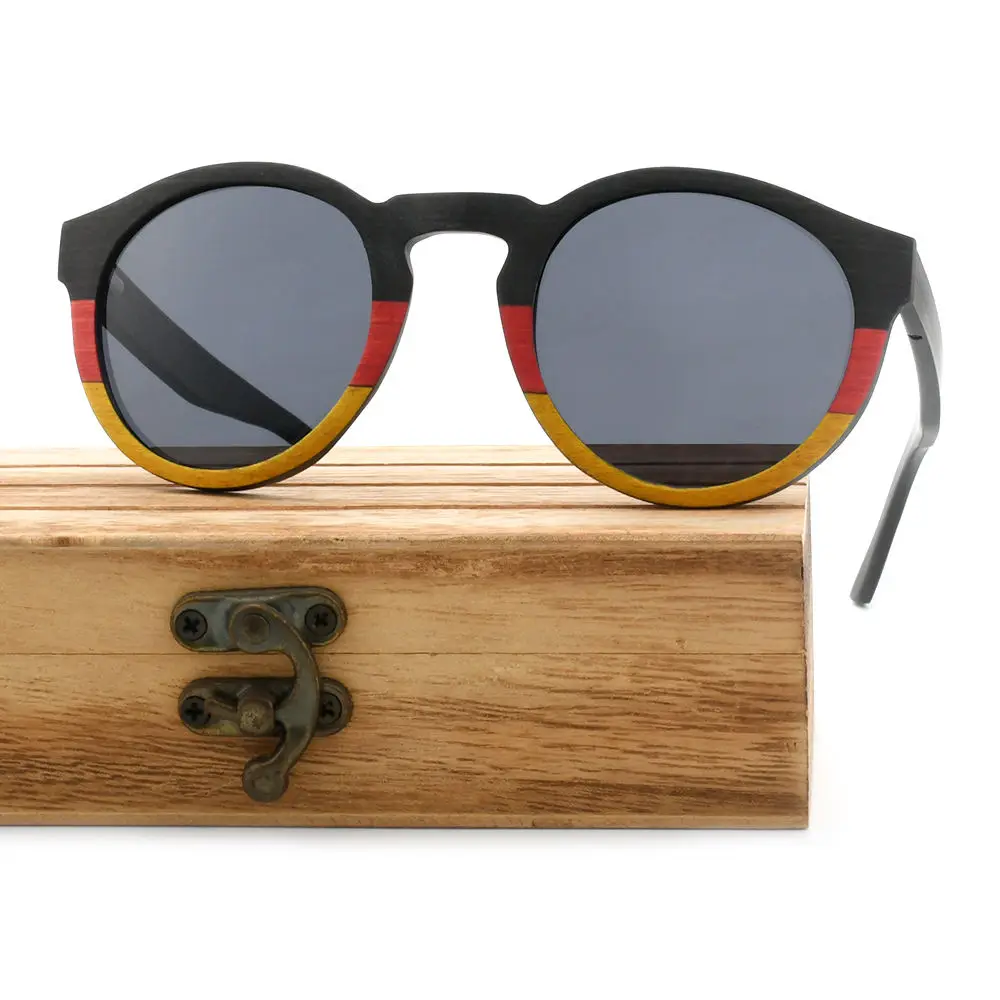 Unique Design Wood Bamboo Sunglasses Men 2024 Luxury Women Round Polarized Sun Glasses with Wood Case