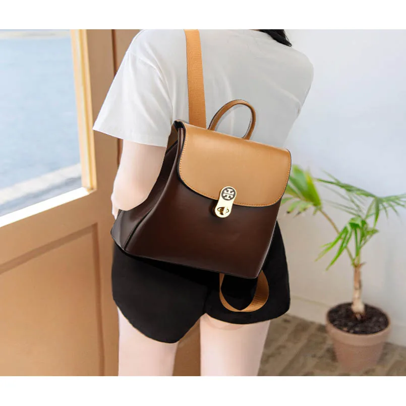 Artificial Leather Retro Unisex Large Capacity Campus School Bag Satchel Backpack Female Purse