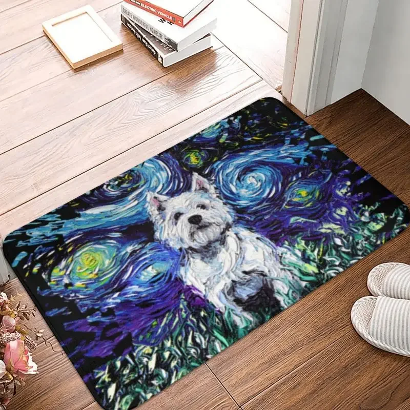 Personalized Westie Night Doormat Mat Anti-Slip West Highland White Terrier Dog Kitchen Bathroom Garden Rug Carpet 40*60cm