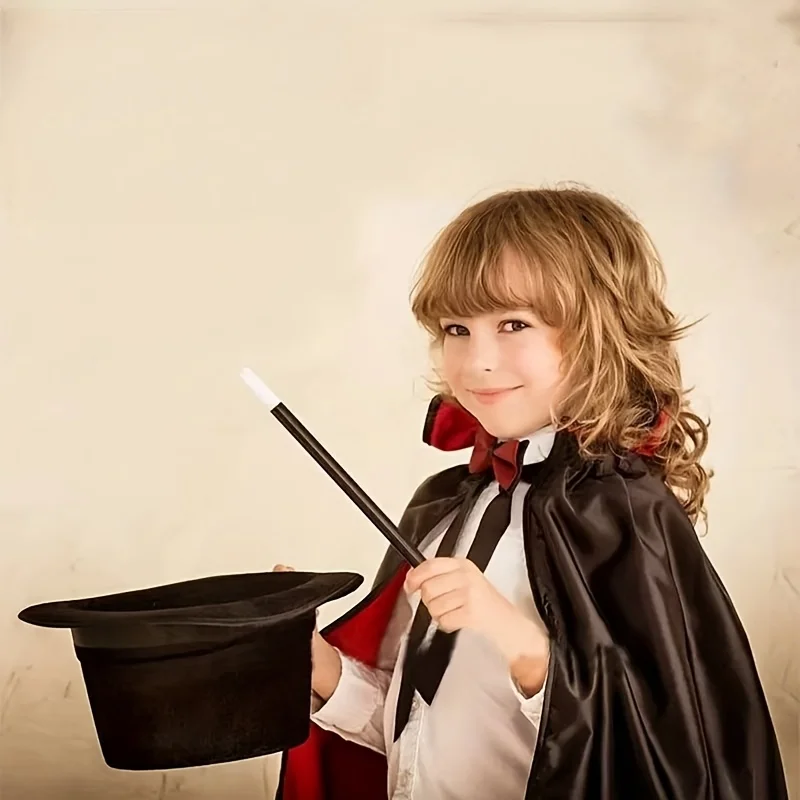 Magiczny kostium sceniczny, peleryna, rekwizyt, cylinder, kapelusz magika, kostium na scenę, idealny prezent na Halloween i Boże Narodzenie.