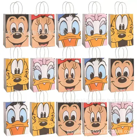 5/20Pcs Mickey Mouse Party Favor Bag Paper Gift Candy Treat Goody Bags For Boys Girls Baby Shower Birthday Party Decorations