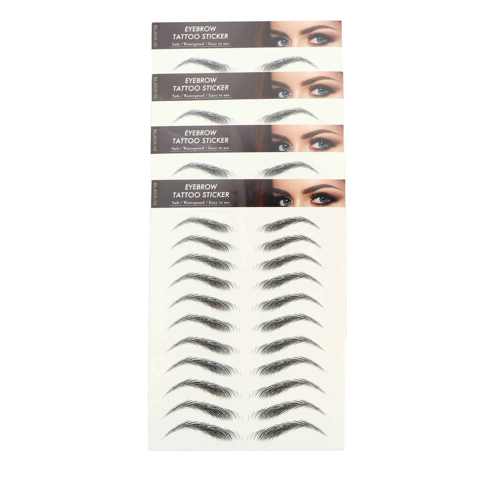 Autocollants imperméables pour sourcils, 4 feuilles, faux sourcils, cosmétiques, tatouages temporaires, transfert d'imitation