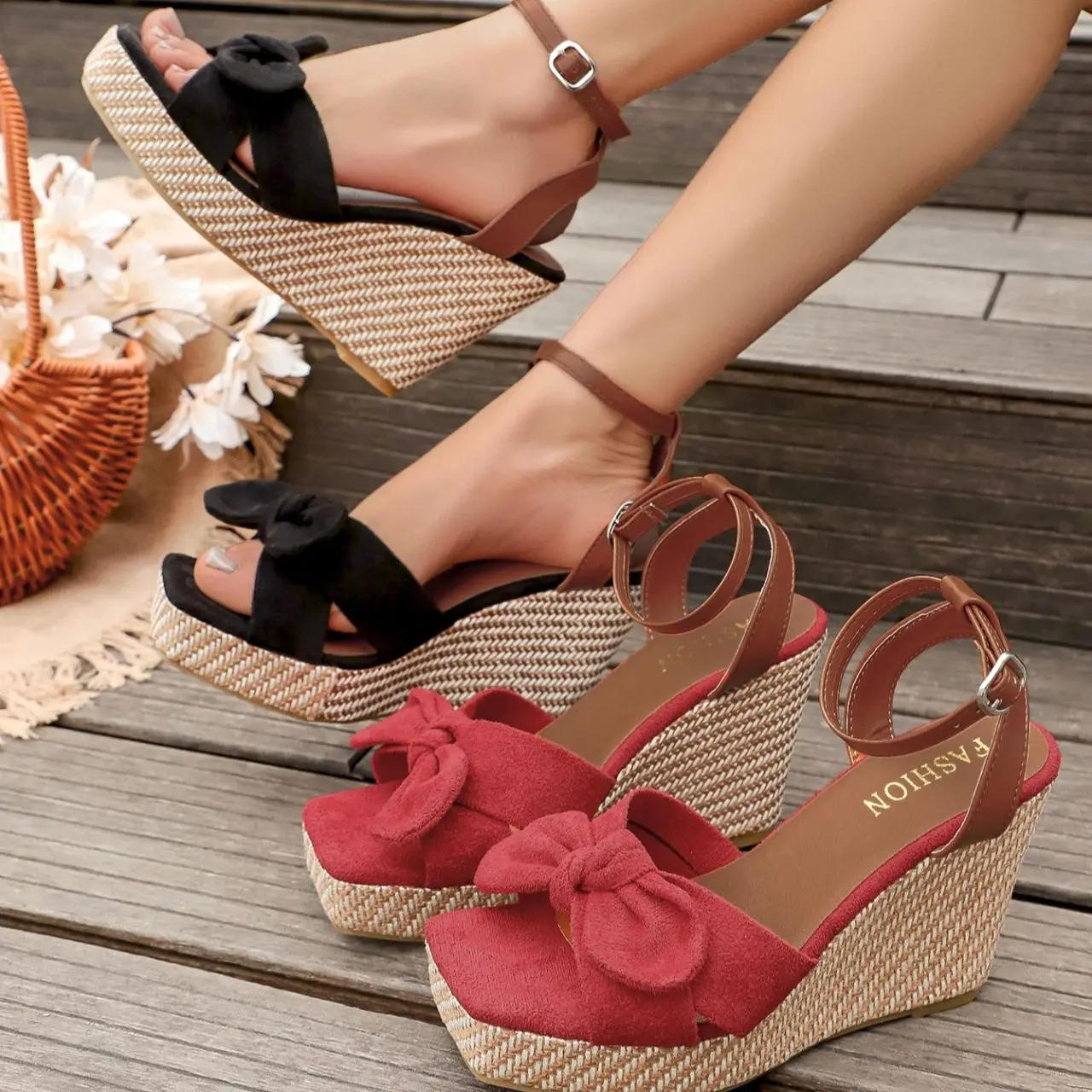 

Summer Ankle Strap Women Sandals Platform Wedges High Heel Sandals Lightweight Shoes Butterfly Peep Toe Fashion Ladies Shoes
