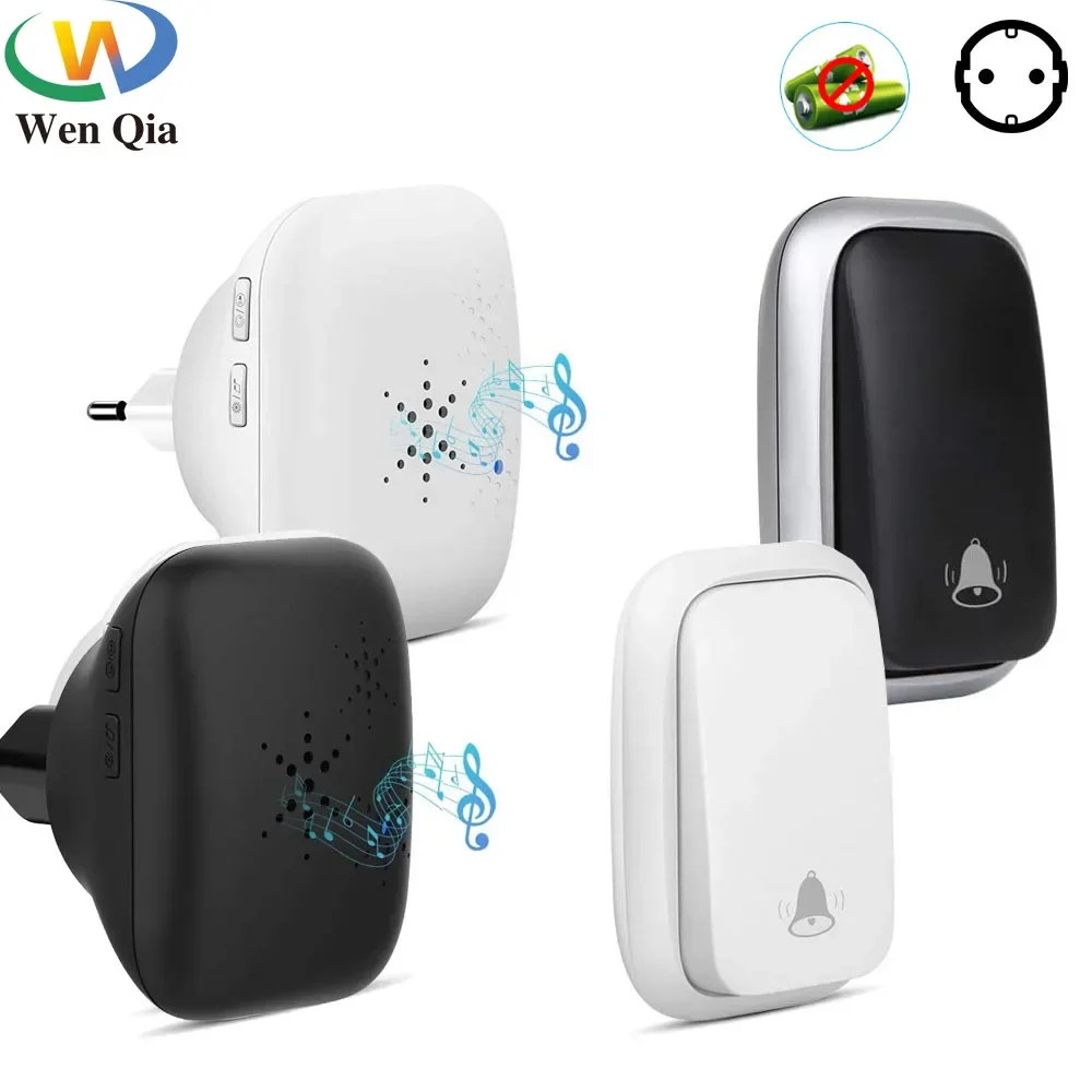 

Wenqia Self-Powered Outdoor Wireless Doorbell Without Battery Transmitter Receiver Bell Set Waterproof 220V EU Smart House Home