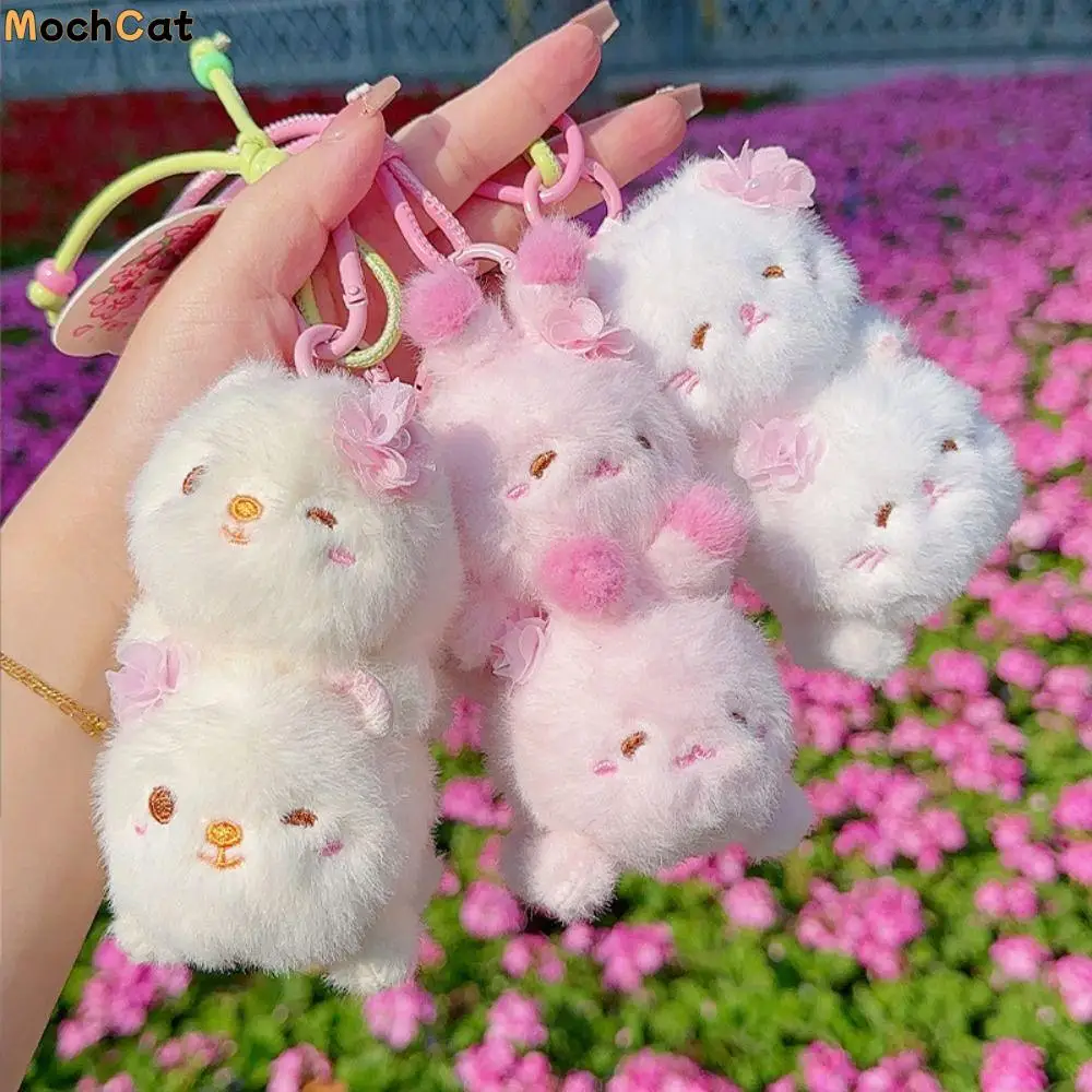 

PP Cotton Rabbit Stuffed Plush Keyring Fluffy Collection Cat Doll Soft Keychain Comfortable Hanging Decoration