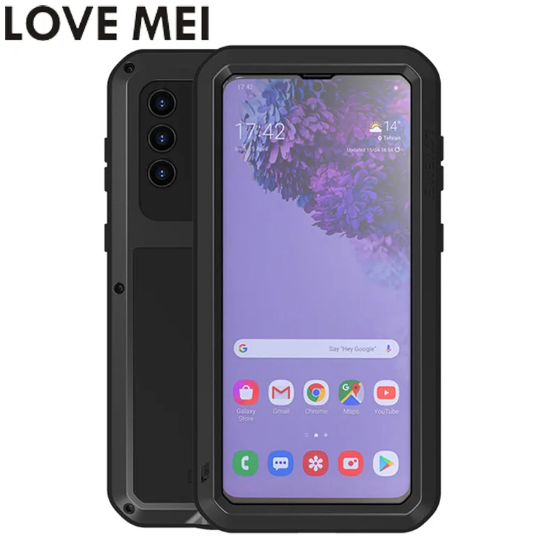 Love Mei Powerful Heavy Shockproof Fundas Metal Cover For Samsung Galaxy S21 S24 S20 Plus Ultra Fe Case Silicone Toughened Glass