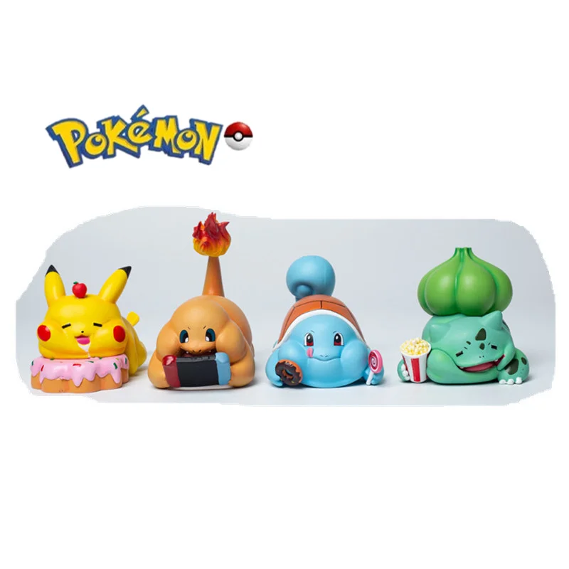Pokemon Anime figürü Bulbasaur Pikachu tle Pikachu Charmander yağ Fat ku Q versiyonu sevimli Model oyuncaklar modeli dekorasyon bebek çocuk hediye