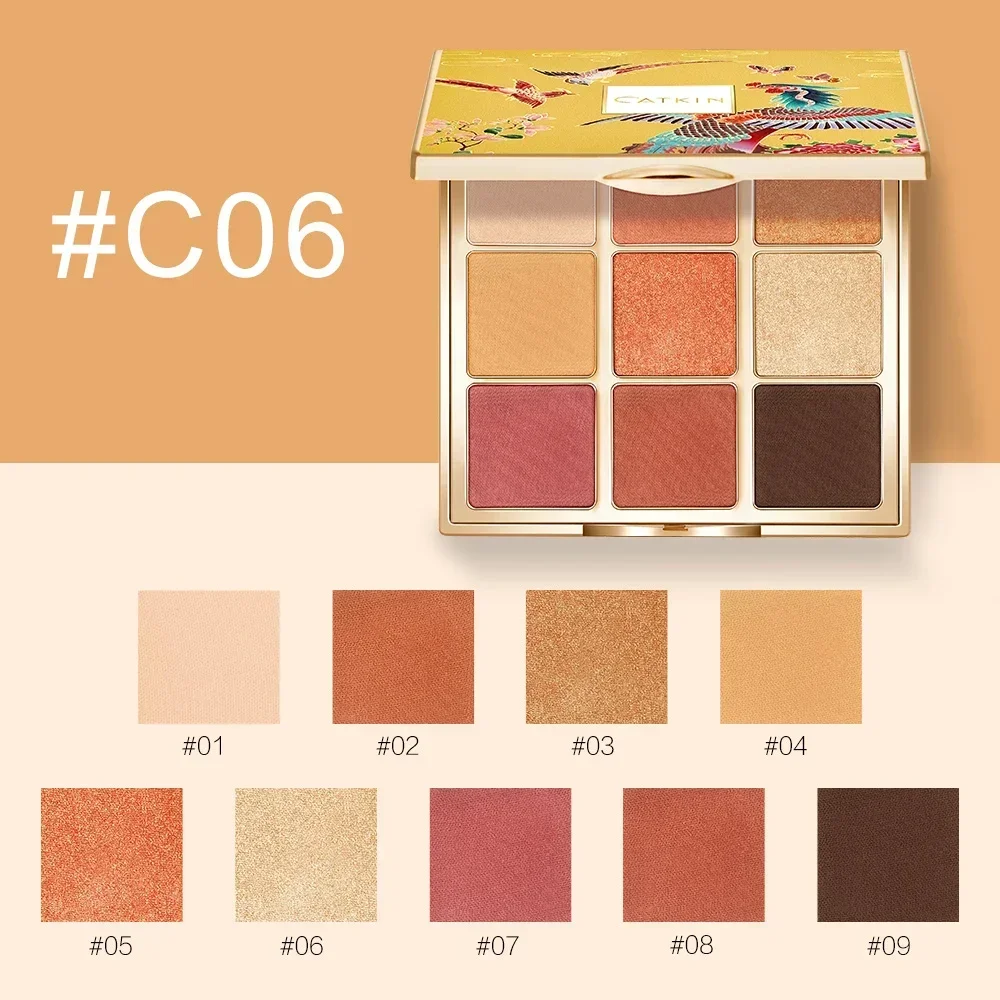 CATKIN Dreamworld Eyeshadow Palette Makeup, Matte Shimmer 9 สี, เม็ดสีสูง, เนื้อครีม Natural Bronze Neutral