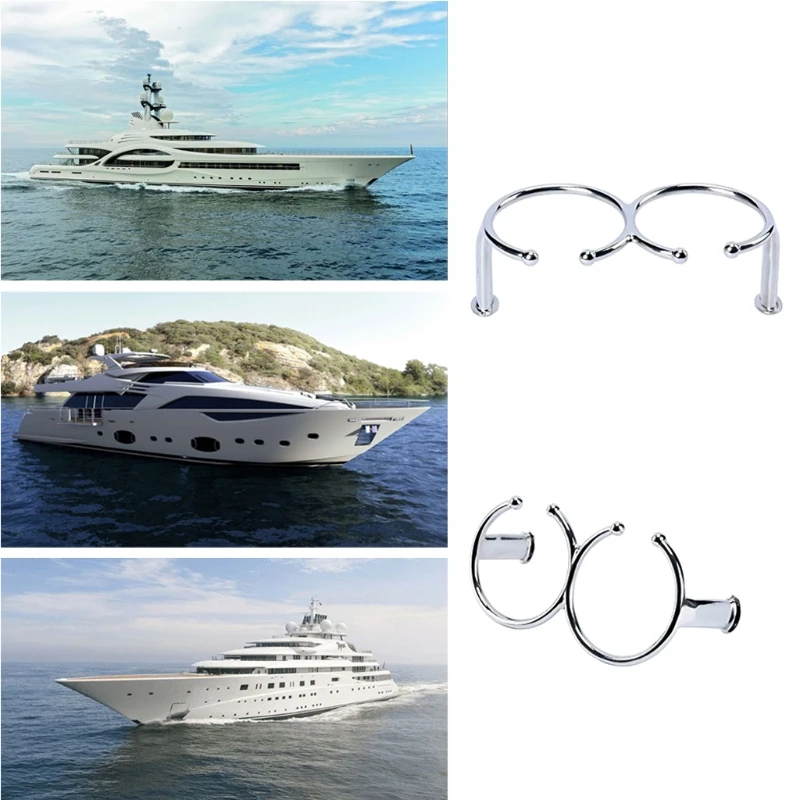 Stable Bottle Holder Marine Boat Yacht Cup Shelf Double Ring Cup Holder Bracket Marine Boat Accessories GTWS