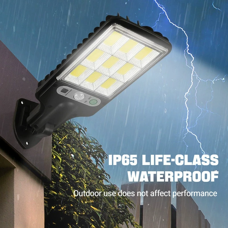 Energy-Saving Solar Street Lamp with 3 Modes, PIR Motion Detection&Auto ON/OFF, Waterproof Solar Light for Garden/Fence/Entrance