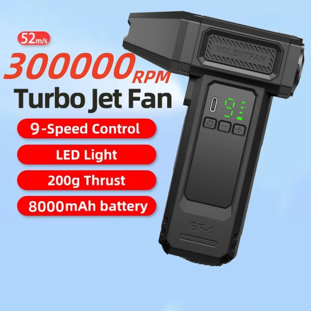 

300000RPM Turbo Fan 9-Speed Powerful Air Blower Portable Wireless Dust Cleaner 8000mAh Type-C Brushless Jet Blower LED lighting