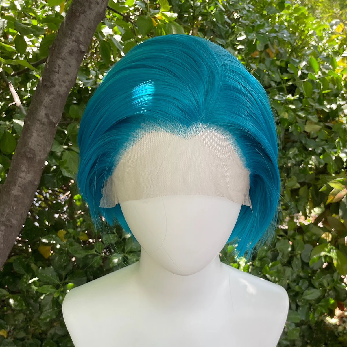 

Водяно-синий короткий боб с стрижкой 13X4, синтетические парики спереди для женщин, косплей, бесклеевая средняя кепка, плотность 150%, термостойкие парики