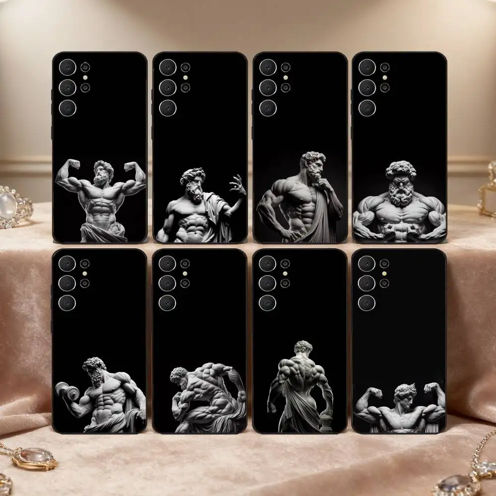 

Greek Mythology Statue Fitness GYM Phone Case For Samsung S26,S25,S24,S21,S22,S23,S30,Ultra,S20,FE,Lite,10,9,Black Cover