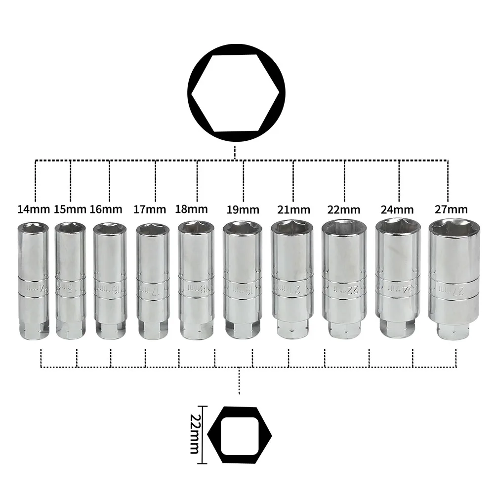 43pcs Steering Hub Suspension Shock Absorber Strut Nut Removal Tool Socket Kit Ratchet Sockets Set