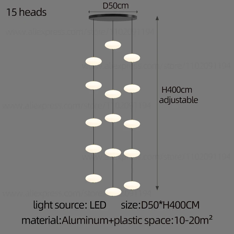LED minimalistische kroonluchter duplex gebouw zolder verlichtingsarmaturen Noordse hangende kroonluchter Villa draaiende trap hangend