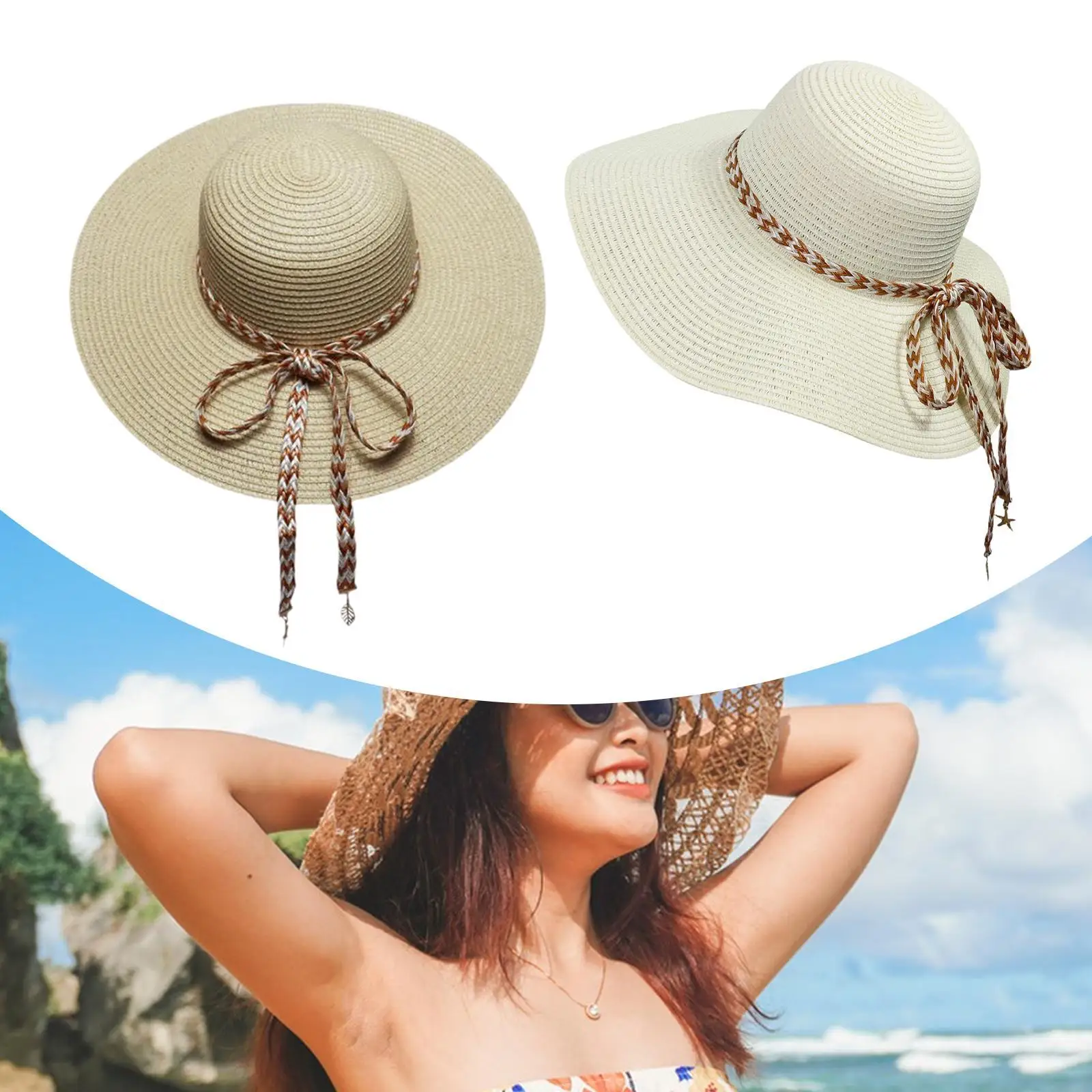 المرأة قبعة الشمس قبعة الصيف الزخرفية عارضة أنيقة تنوعا سيدة Sunhat الصيف