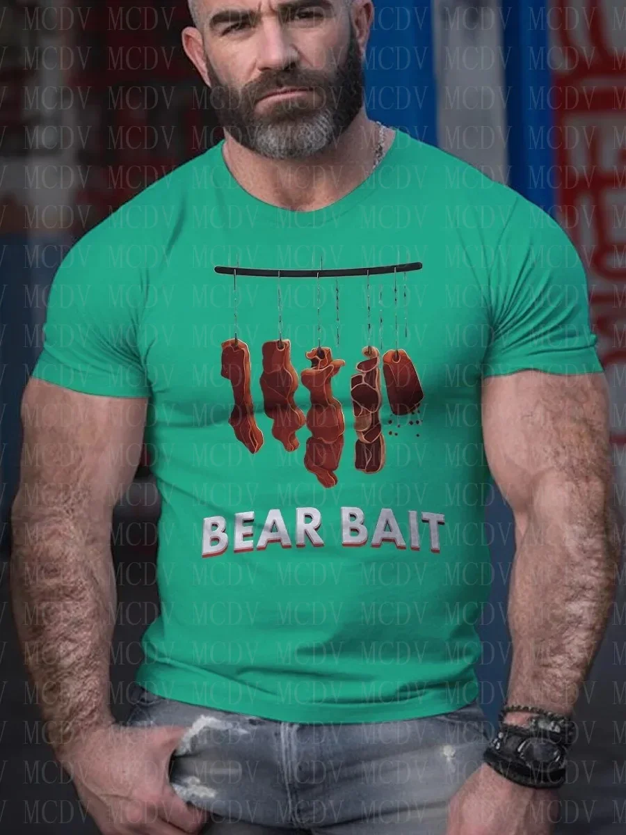 Men's Tempting Meat Bear Bait Casual Printed T Shirts Summer Tees Tops The Colorful The Best He Him Hole LGBT3D Printed T Shirt