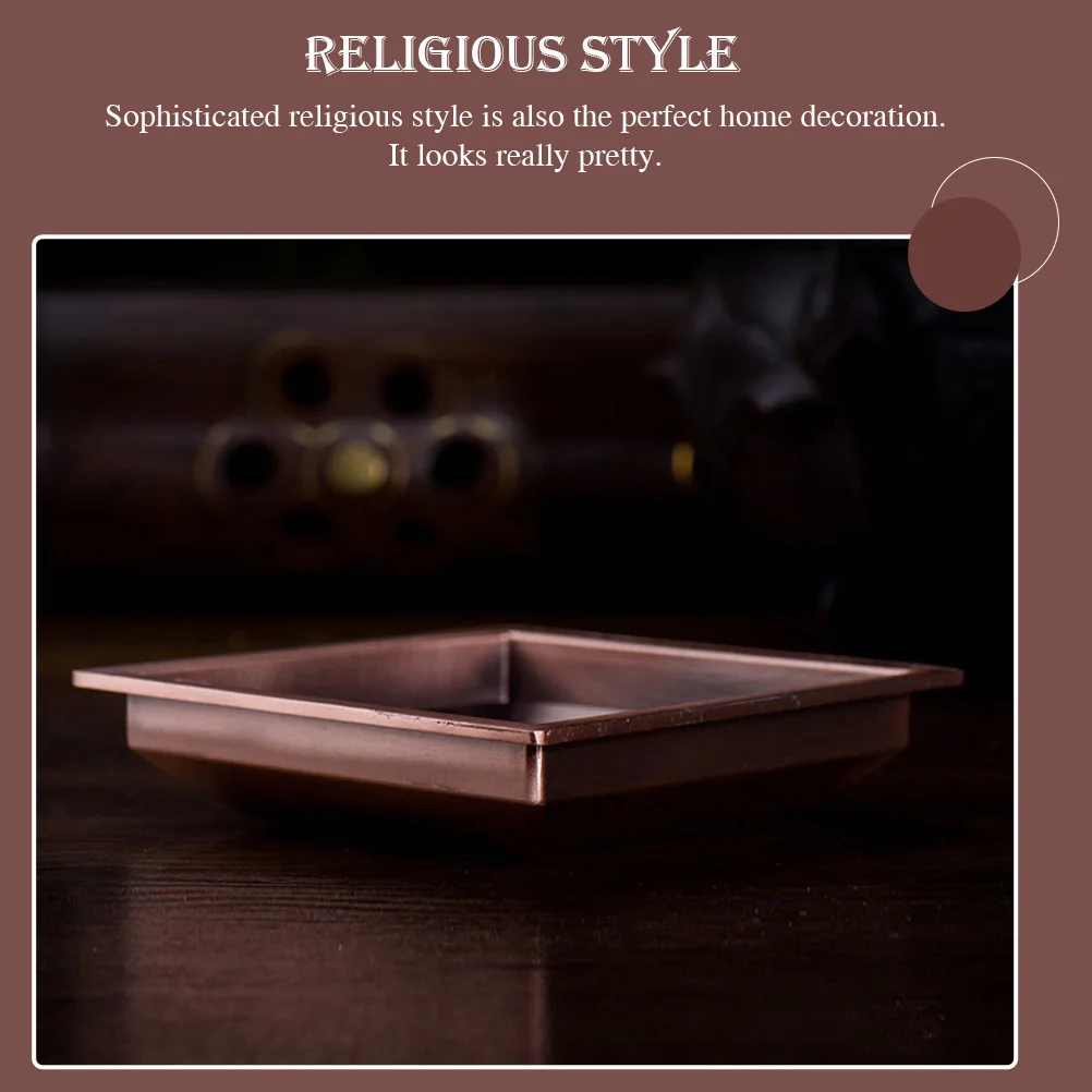 

Buddhist Smoke Plate Alloy Retro Auspicious Pattern Incense Ash Container Religious Ceremony Offering Plate Temple Worship Tray