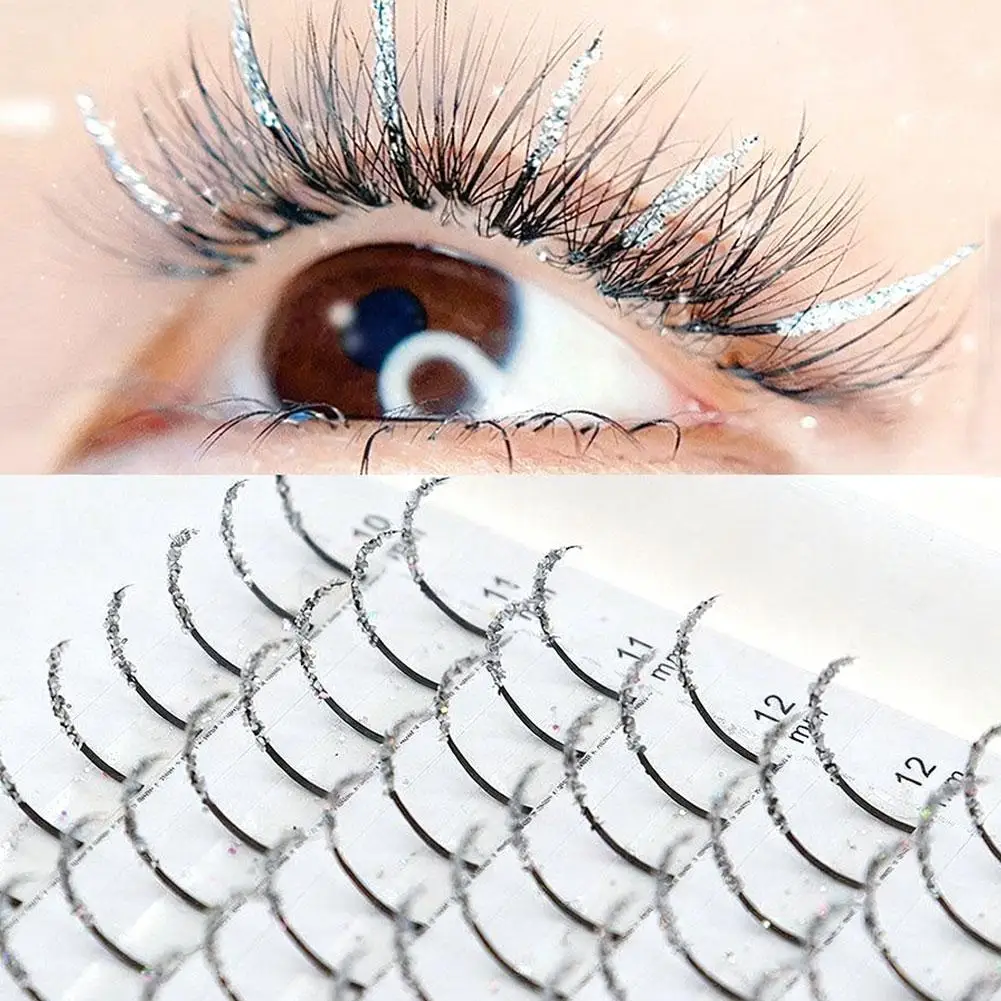 عيد الميلاد تألق الرموش الصناعية مع الماس الهزلي الرموش الفردية الرموش الصناعية ماكياج أداة بريق لامعة DIY رمش #3