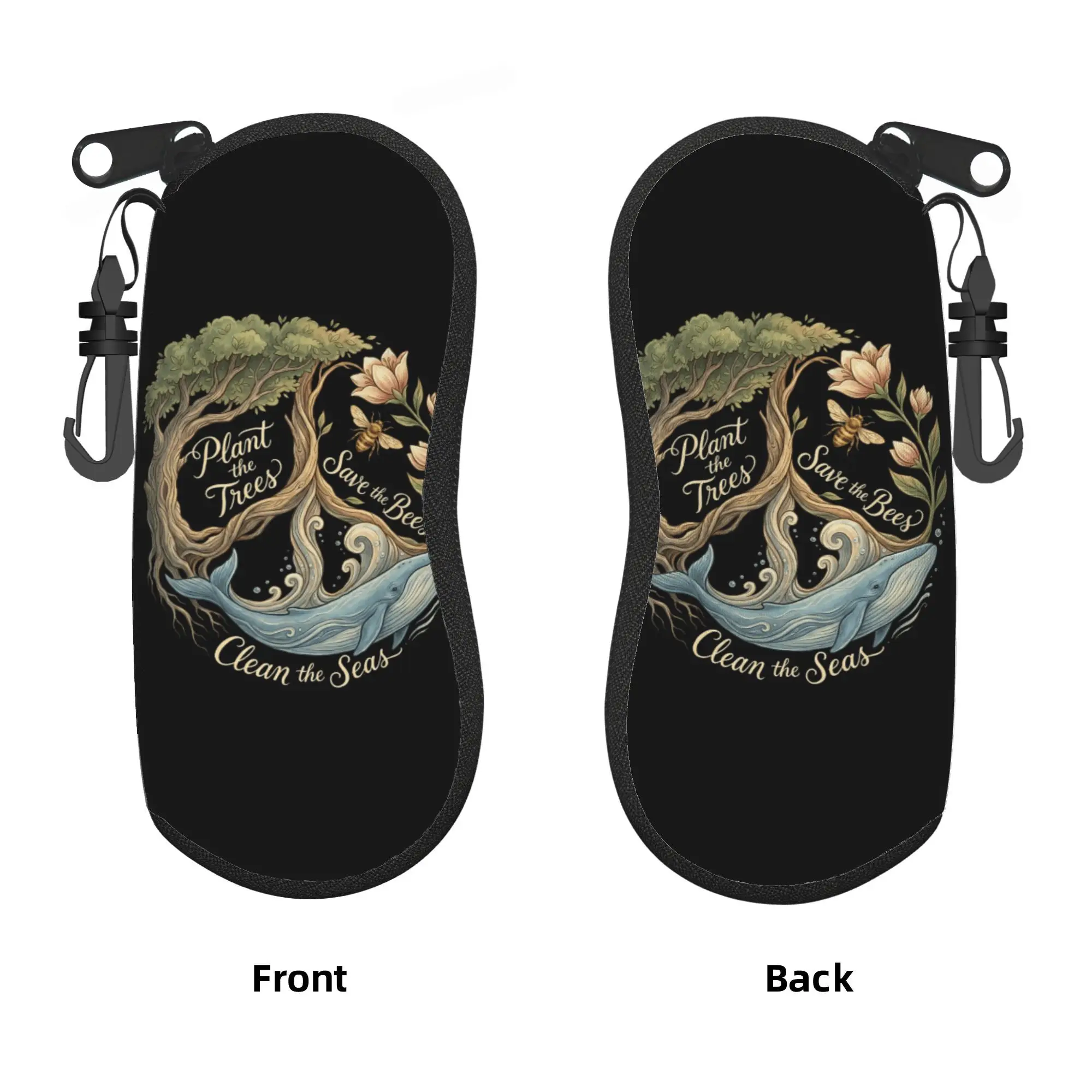 Plant The Trees Save The Bees Peace Sign Earth Day Glasses Case Sunglasses Pouch Retro Portable Eyewear Eyeglass Protector