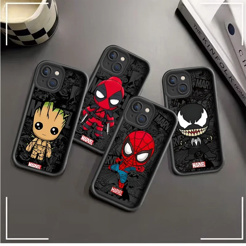 حافظة هاتف لهاتف آيفون 17 16 برو ماكس 17 اير 16e 15 14 13 12 11 برو ماكس 14 15 16 بلس غطاء ناعم سبايدر مان فينوم جروت ناعم