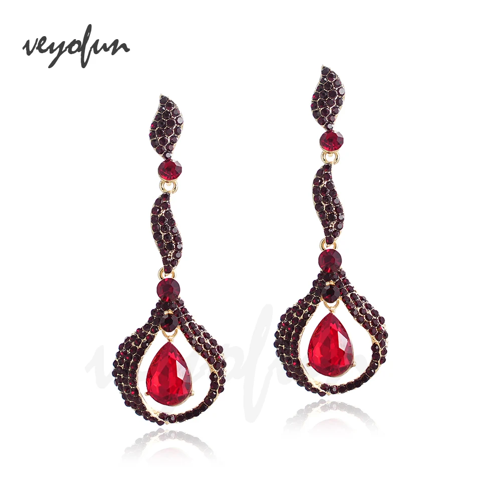 Veyofun Vintage Rhinestone Long Drop Earrings Classic Party Dangle Earrings Fashion Jewelry for Women New Wholesale