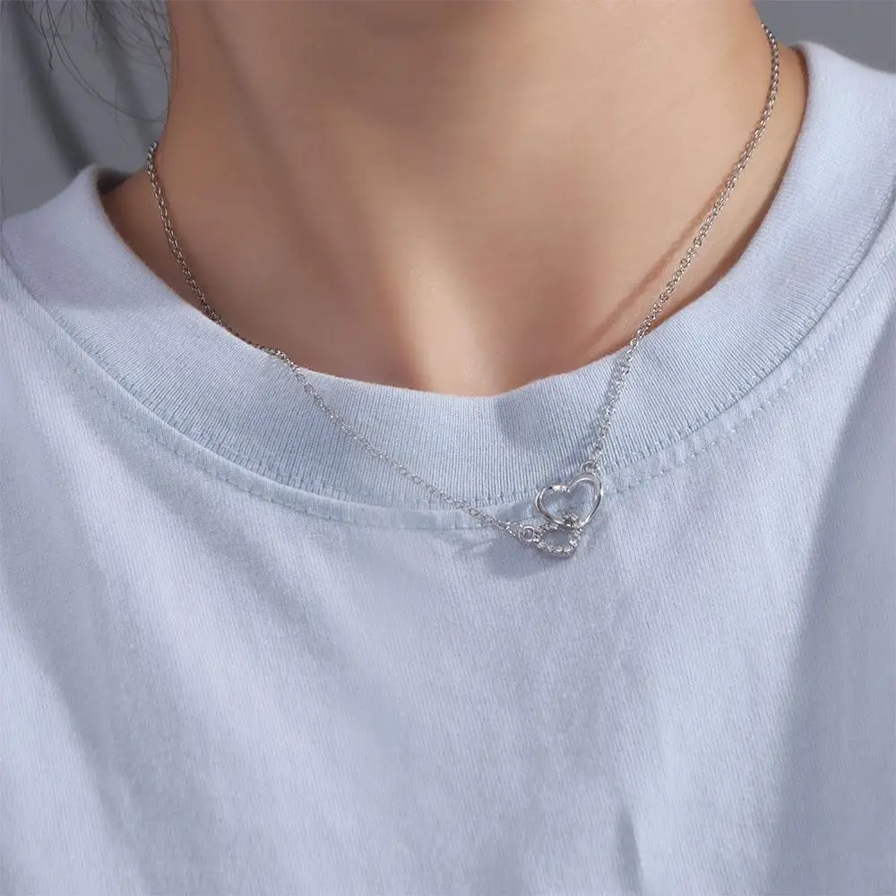 Pendant Necklace Love Heart Necklace Clavicular Sweater Chain Jewelry Accessories Love Heart Chain Choker Silver Color Geometric