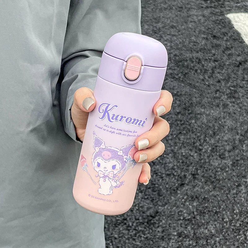 Sanurgente-Bouteille Isotherme en Acier Inoxydable pour Enfant, Thermos, 400ml, Kawaii, Cinnamoroll, Kuromi, Dessin Animé, Cadeaux