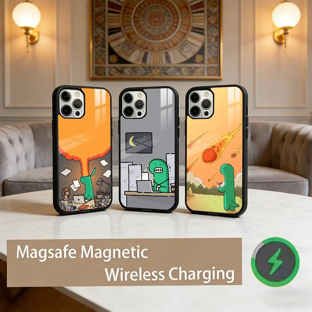 

JOGUMAN Studio Dinosaur Cut Phone Case For iPhone17,16,15,14,13,12,11 Plus,Pro Max Magnetic For Magsafe Wireless Charging