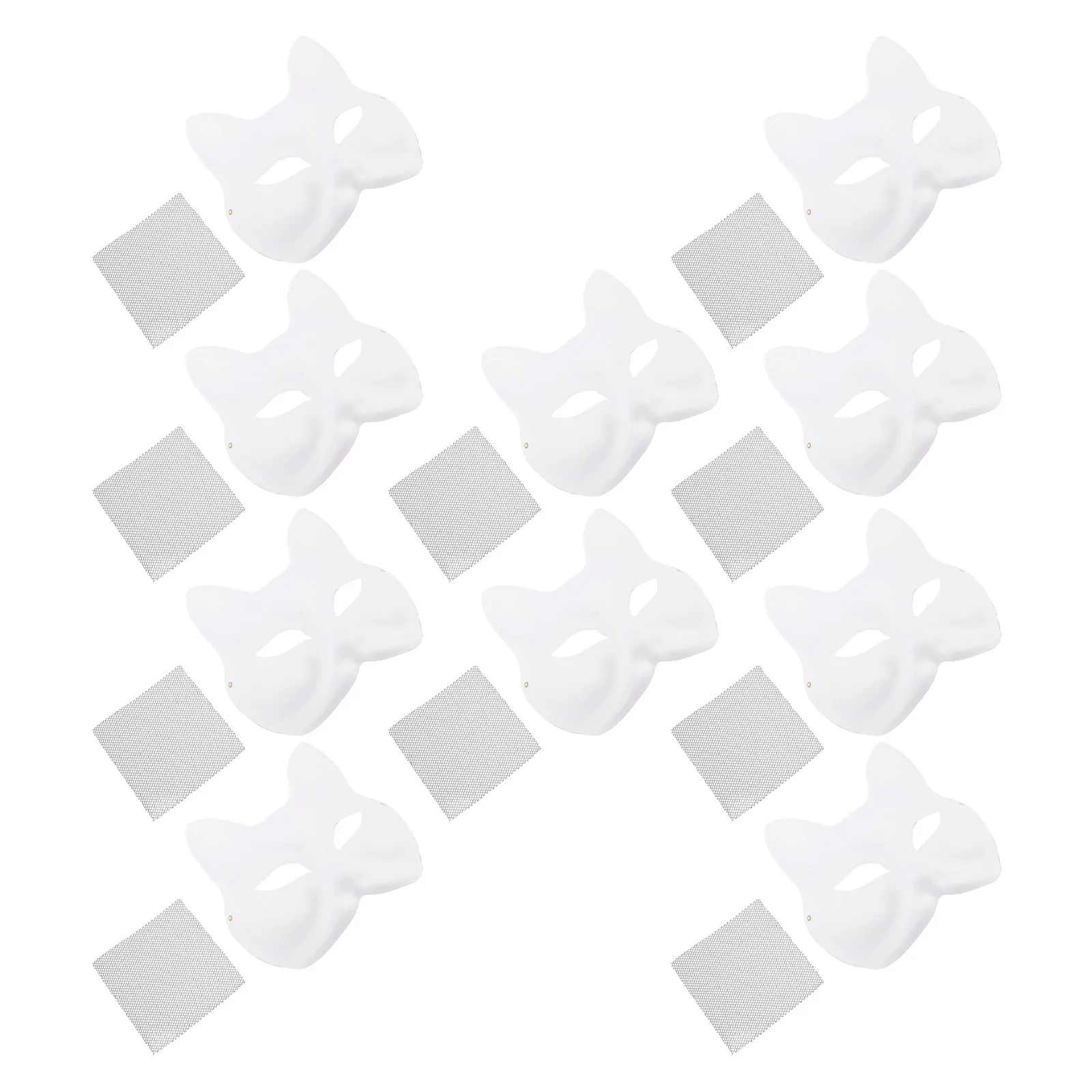 

10pcs Blank Fox Mask White Craft Face Animal Costume Diy Unpainted Paper Halloween Cosplay Party Mask Masquerade Decorate Kits