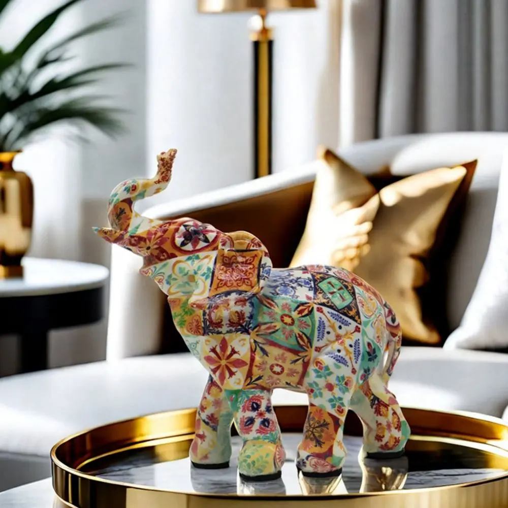 

Kawaii Colorful Mini Elephant Model Cartoon Mini Elephant Retro Resin Ornament Durable Creative Elephant Desk