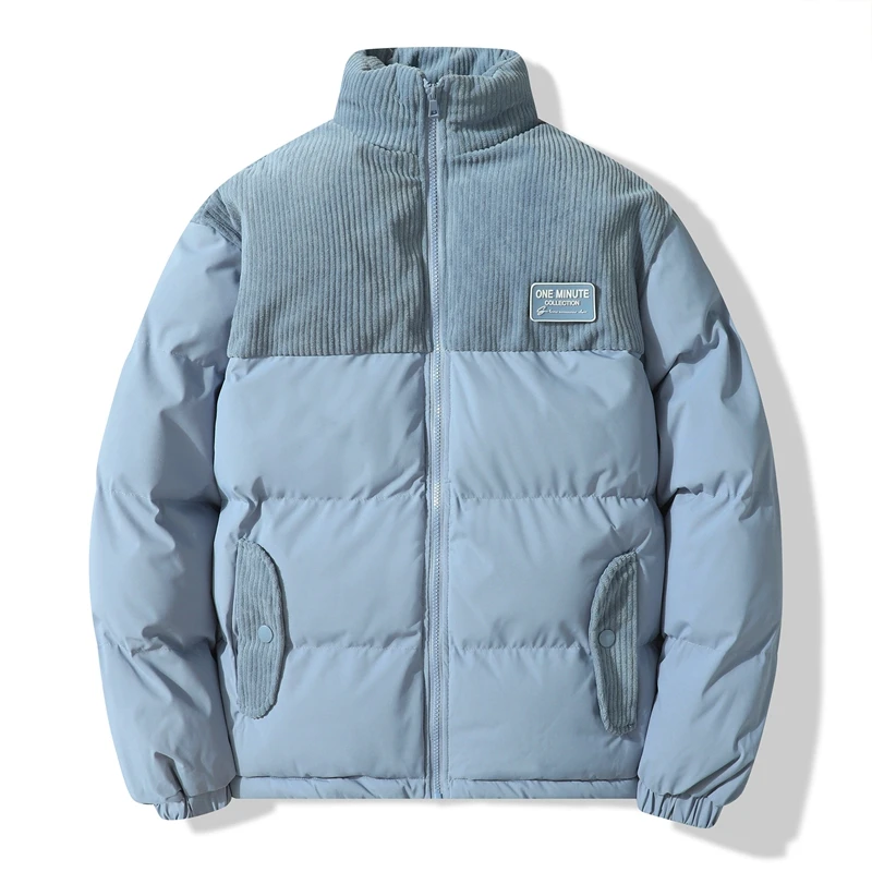 سروال قصير مرقع مطرز القطن وسادة مبطنة الرجال الشتاء رشاقته Vintage معطف القمم الدافئة سترات الوقوف طوق معطف فضفاض #6