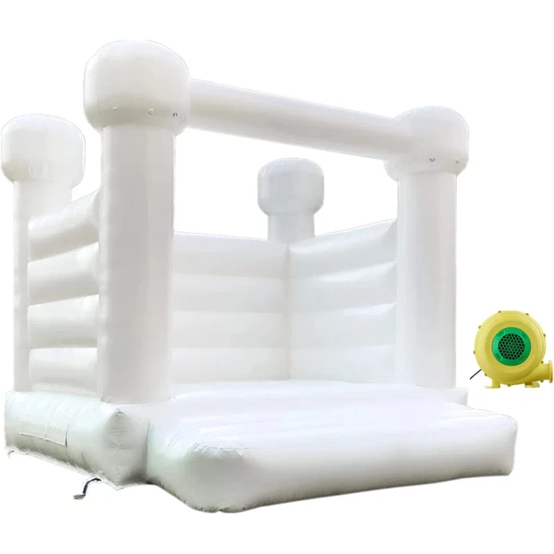 10' X 10' PVC Inflatable White Bounce House with Air Blower Professional Jumping Bouncy Castle Bouncer for Wedding Party