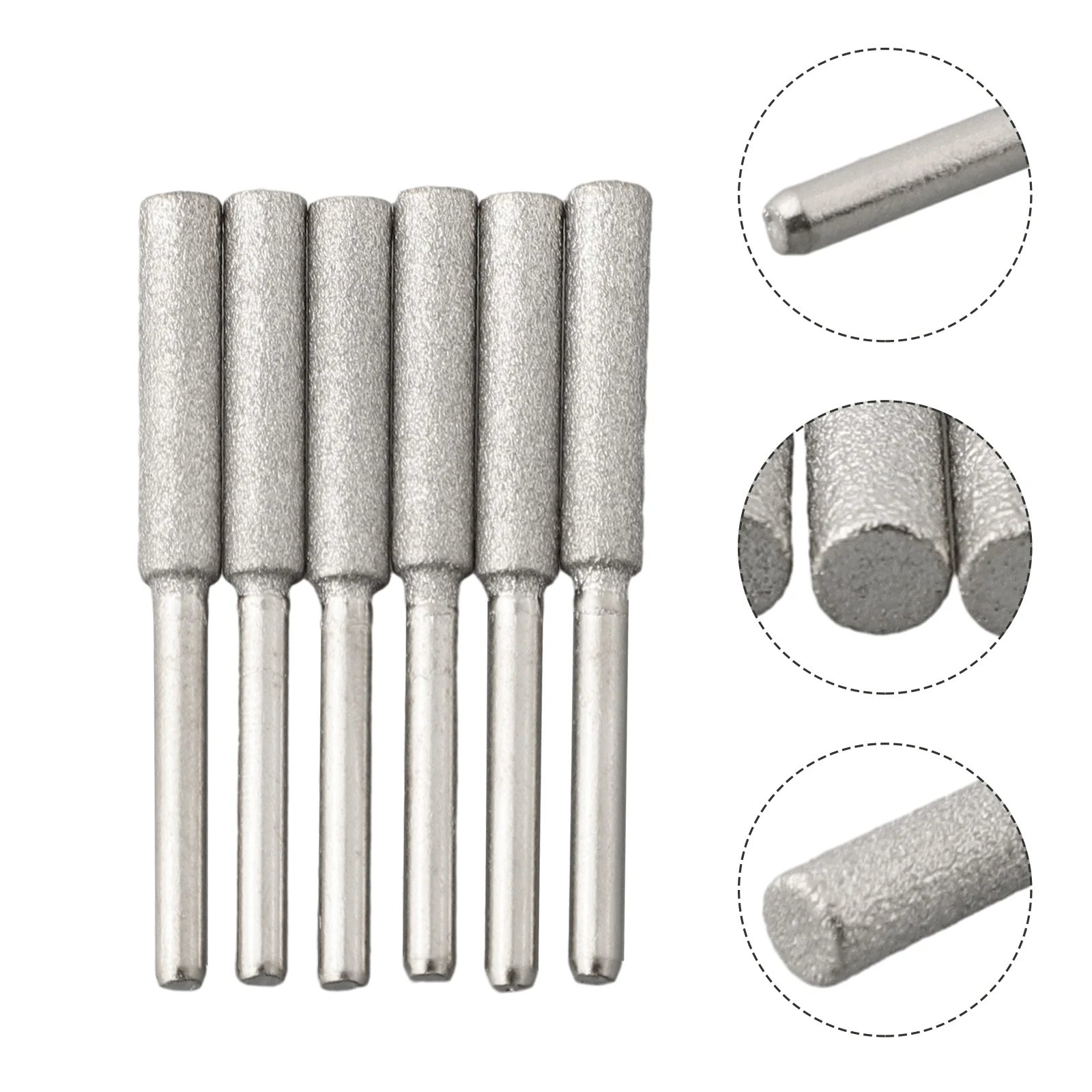 6pcs Diamond Coated Cylindrical Burr Chainsaw Sharpener 4/4.8/5.5mm Grinding Head For Hand Crank Chainsaw Chain Sharpening