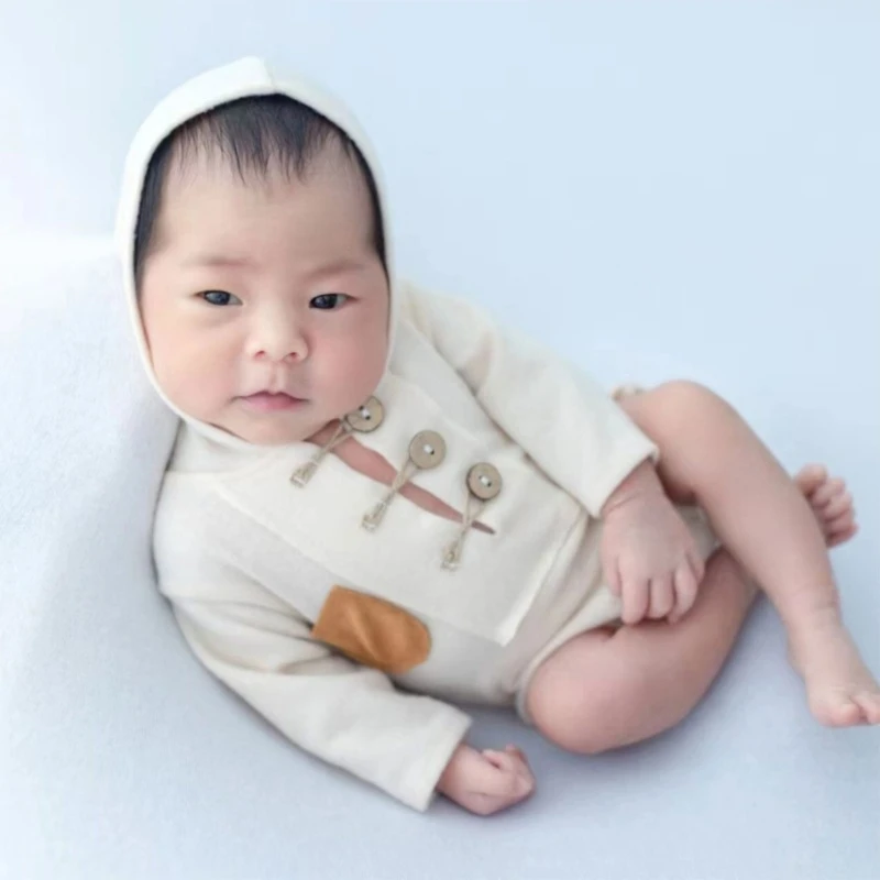 RIRI Newborn Photoshooting Props Infant Photo Outfit Long Sleeved Romper Shower Gift