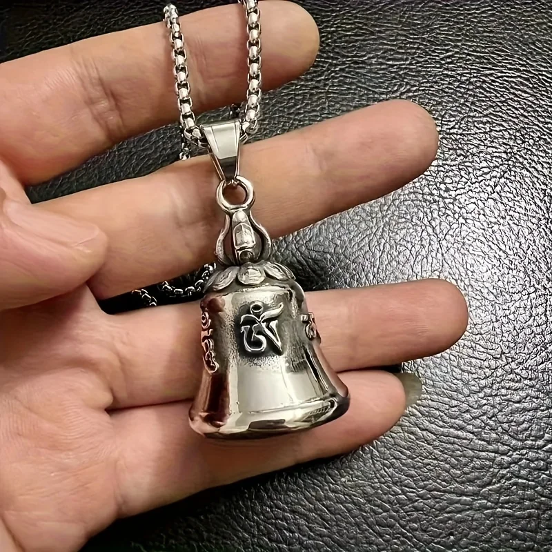 1 piece six-character mantra motorcycle bell pendant key chain, safe riding bell, bringing you good luck, retro accessories gift