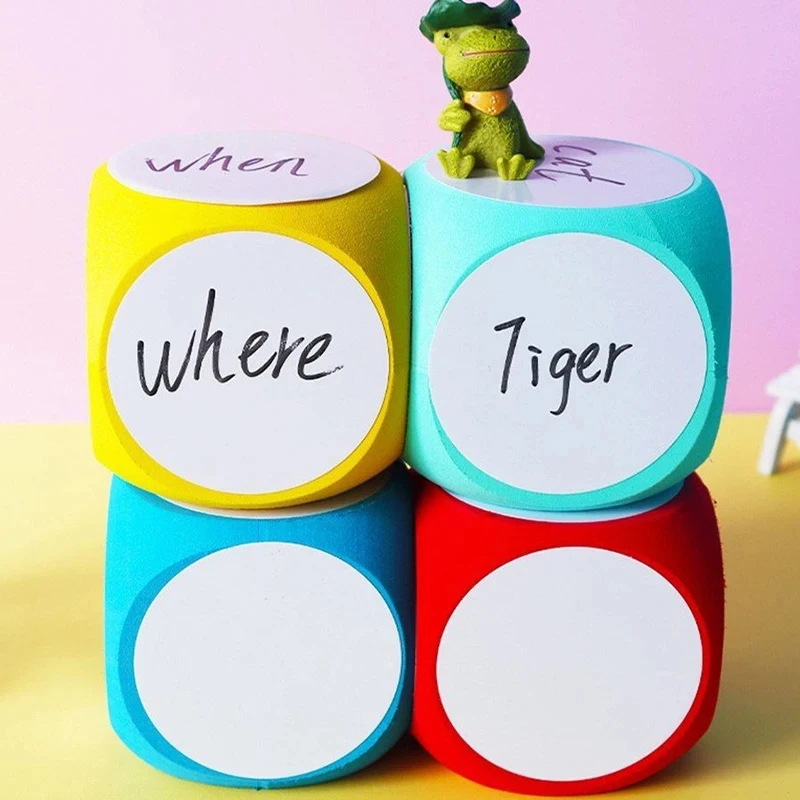 DIY Blank Dry Erase Write On Write On Multi-Purpose Education Classroom Teaching Cubes Whiteboard Game Dice