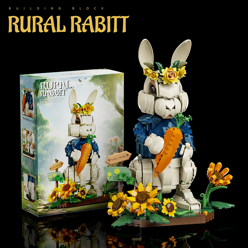 Pastoral Rabbit Educational Building Toy Desktop Creative Ornament Building Blocks Model Assembly Kids Adult Birthday Gift