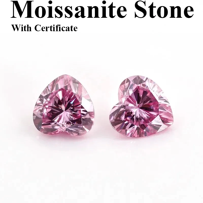 

Heart Cut Dark Pink Moissanite Lab Grown Diamond Ewelry DIY Ring Necklace Earrings Main Stone Diamonds With Certificate