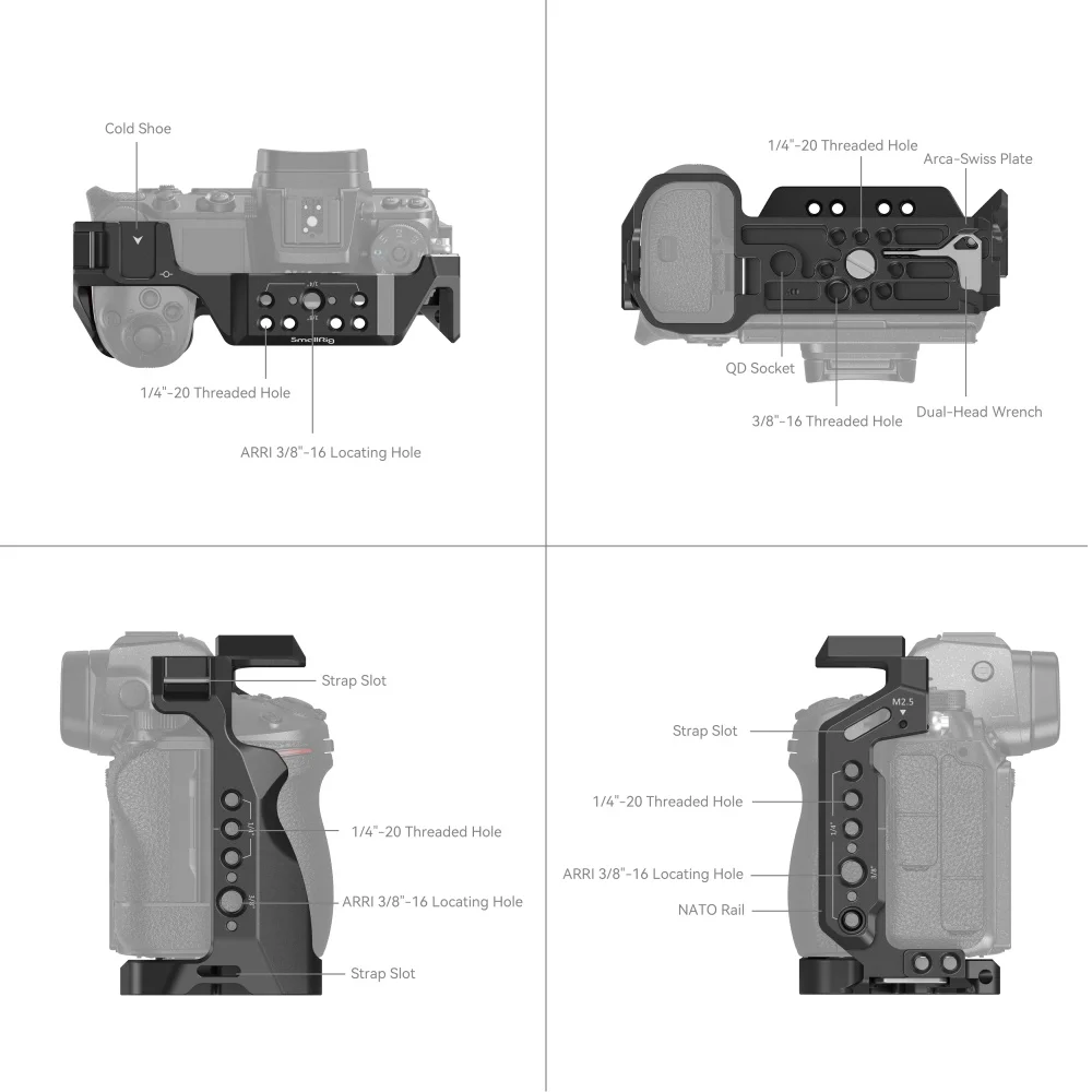 SmallRig Full Camera Cage for Nikon Z5/Z6/Z7/Z6II/Z7II Camera Cage Rig With Cold Shoe & NATO Rai small rig 2926