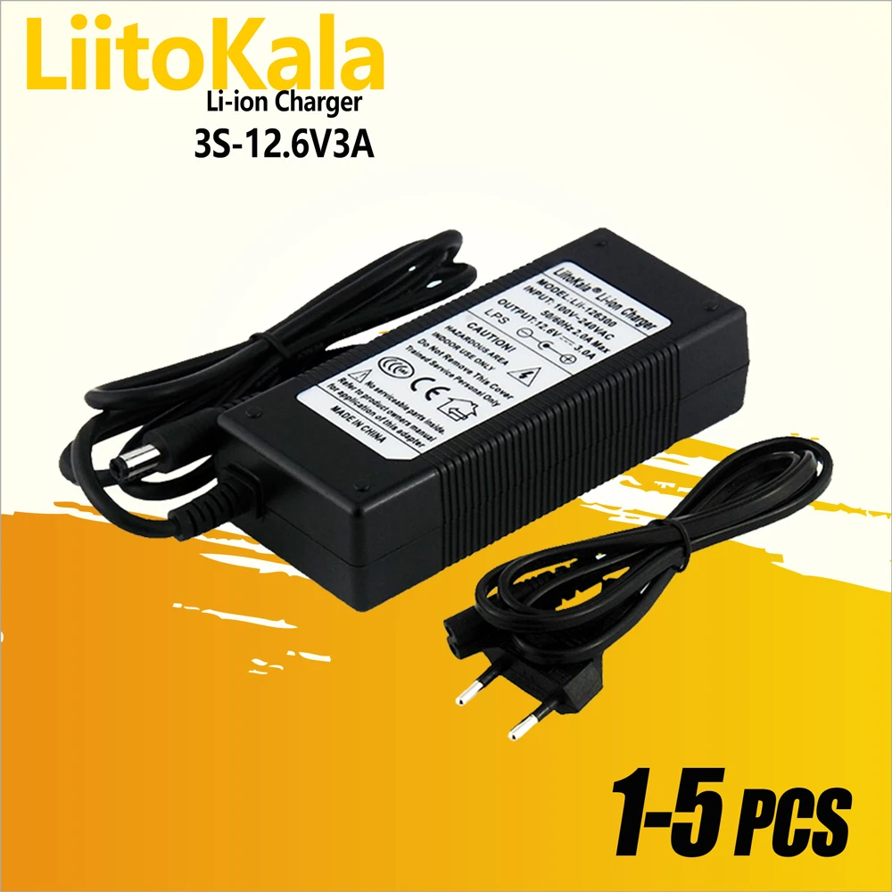 1-5pcs LiitoKala 3S 12.6V 3A 12V Power Supply lithium Battery pack Li-ion batterites Charger AC 100-240V Converter Adapter