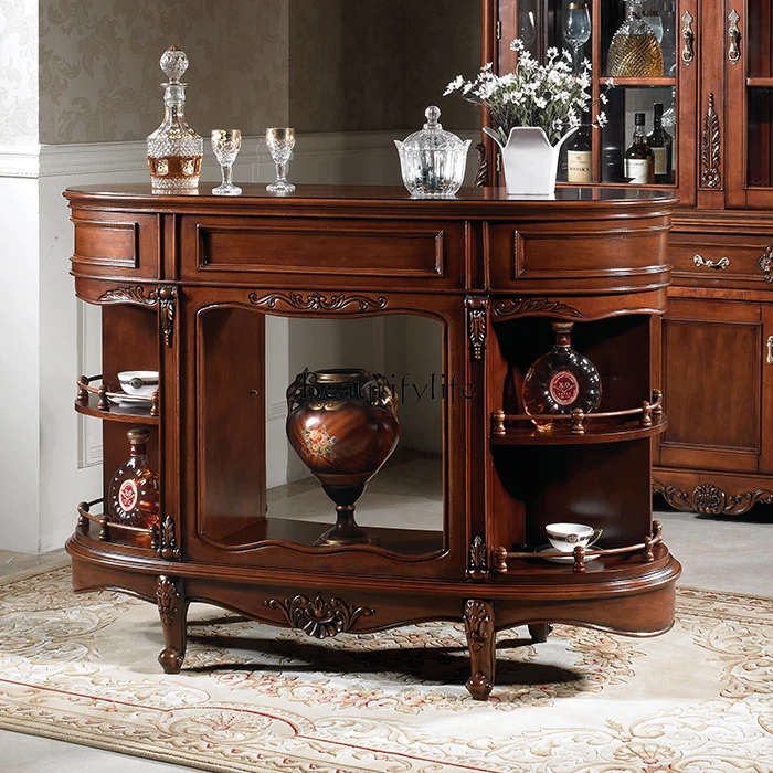 

European retro old luxury checkout page American country solid wood wine bar