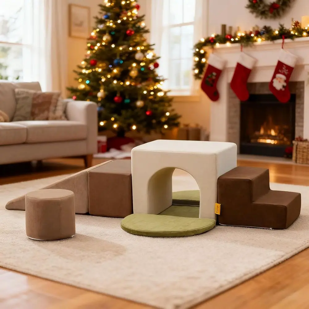 7-teiliges Kletterschaumstoffblock-Set für Kleinkinder – Montessori-inspiriertes Indoor-Spiel für die Entwicklung motorischer Fähigkeiten (grau)