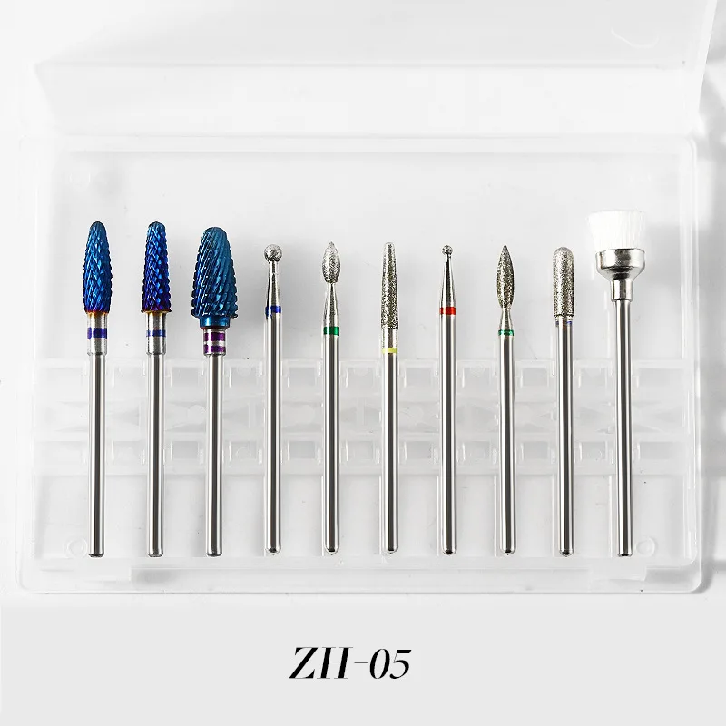 10 pz Acciaio Al Tungsteno Fresa Punte Da Trapano Per Unghie Set per Accessorio Per Manicure Pedicure Macchina Elettrica Punta Del Chiodo Pennello Burr Strumento