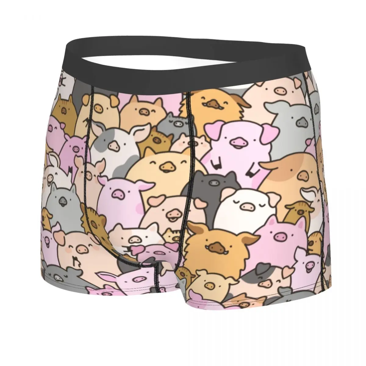 Custom Cute Colourful Pigs Piglets Pattern Underwear Male Print Animal Piggy Lover Boxer Briefs Shorts Panties Soft Underpants