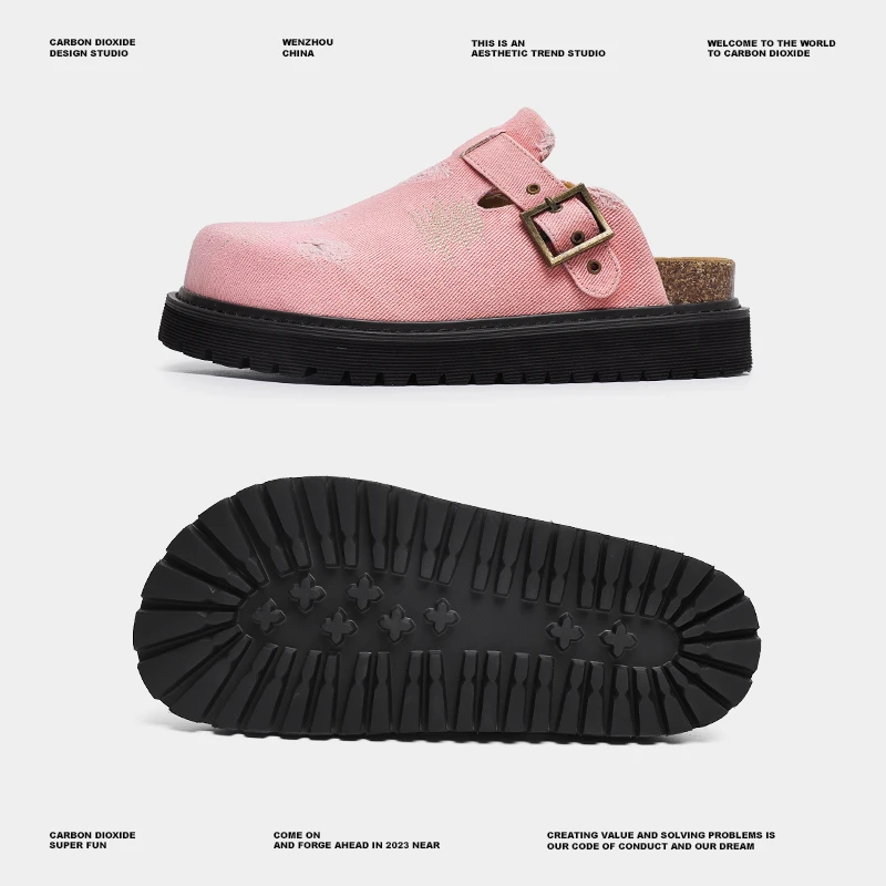 Original Design Hight Quality British Street Style Mules For Men's Women's Black Teenagers Daily Casual Dress Pink Slippers
