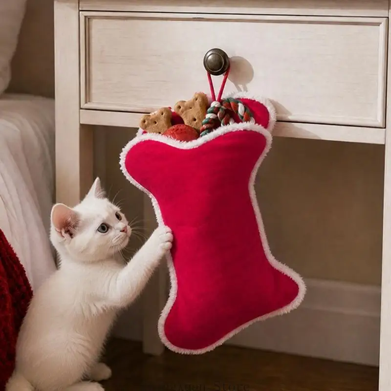 Weihnachtsgeschenkstrumpf mit breiter Öffnung und leerem Bastelfeld 3XUF – Detail 8